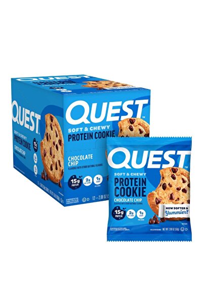 QUEST NUTRITION كوكيز كويست برقائق الشوكولاتة، ٥٩ غرام، عبوة من ١٢ قطعة