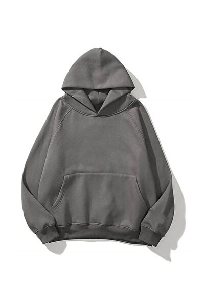 Ahsenbutik Unisex Gri Basic Sweatshirt Hoodie