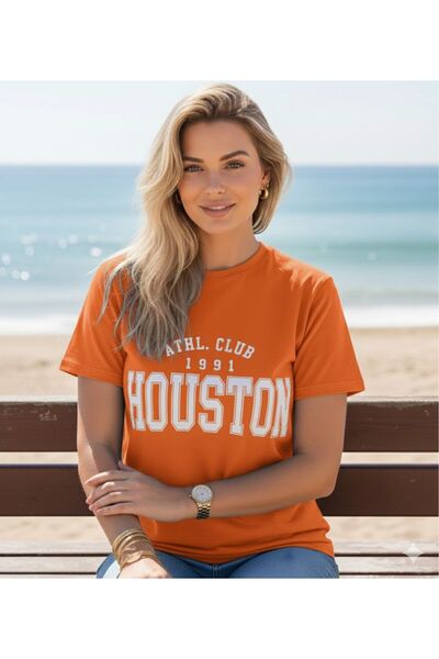 BW Bravely Wear تي شيرت هيوستن 1991 مطبوع للسيدات