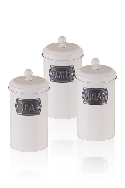 The Mia Çay Şeker Kahve Kavanozu 1.2 lt 3 Lü - Krem