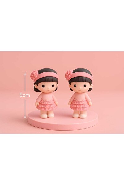 Şirin 2 li Mini Kız Figürü Dekoratif Biblo Seti (5 cm)