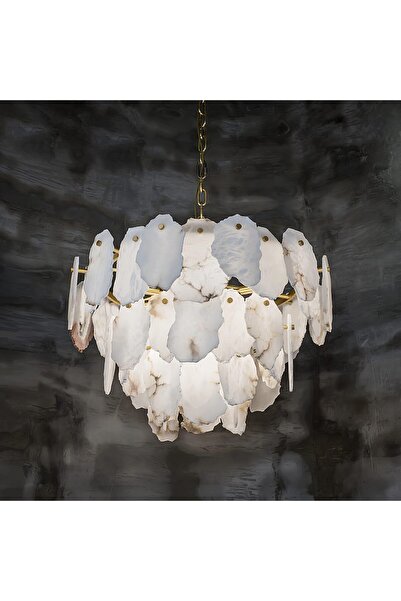 RONİSU AYDINLATMA Marmora Mermer Sarkıt Avize – Yüksek Tavan İçin Lüks Avize ...