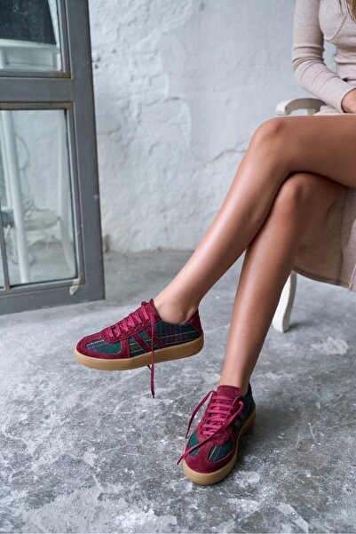 PELİN'İN AYAKKABILARI SCOTİSH BORDO EKOSE SPOR AYAKKABI