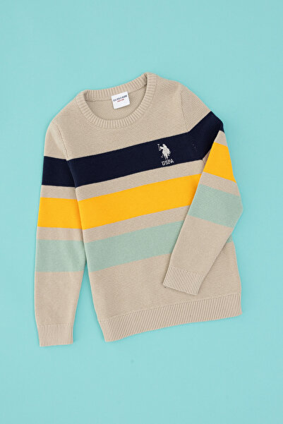 U.S. Polo Assn. Erkek Çocuk Taş Melanj Bisiklet Yaka Kazak 50317160-VR225