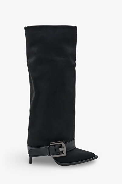 İNNABUTİKK Urimas Women's Heeled Boots - Black Suede