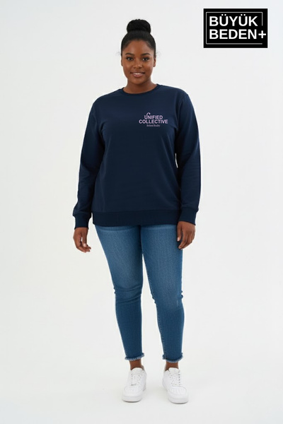 Superlife Women's Plus Size Unified Collective Printed Crew Neck Sweatshirt Spr26Bswk956-10