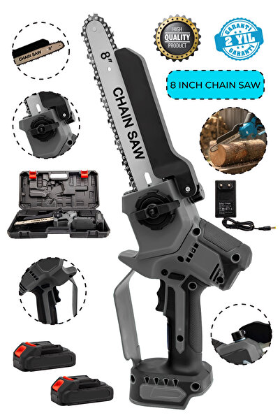 MOONSHOP Pro Seri 256DXF Çift Akü Otomatik Yağlamalı El Testeresi Ağaç Odun D...