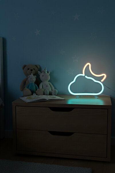 Poznan Lighting BULUT ve AY Neon Led Çocuk Odası Gece - Masa Lambası