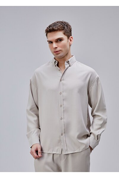 Boris Becker Bej Renk Oversize Gömlek