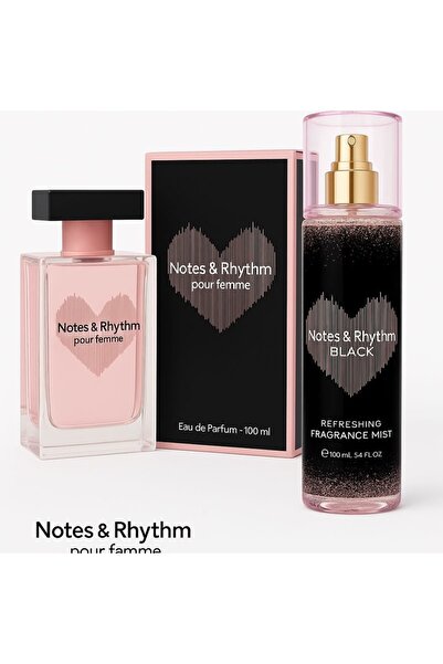 montage Set Parfum Femei NOTES & RHYTHM – Apă de Parfum 100 ml + Spray Parfum...