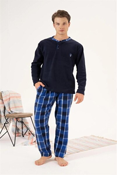 Estiva Plaid Checkered Men's Fleece Pajama Set