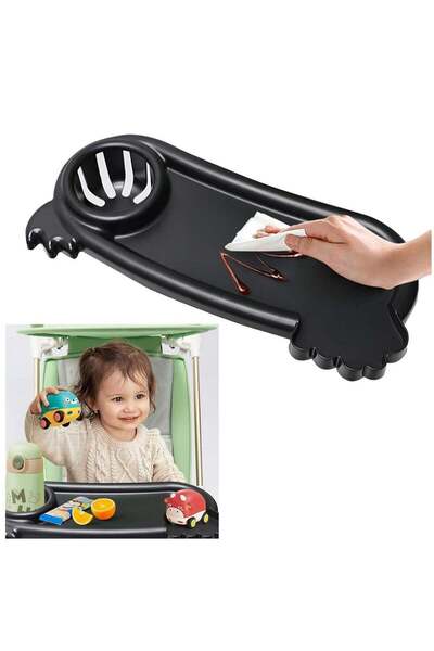 Generic صينية وجبات خفيفة لعربة الأطفال 2 في 1 مع مشبك مانع للانزلاق وحامل أكواب - تناسب معظم عربات الأطفال