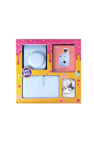 Fujifilm كاميرا إنستاكس ميني 12 فيلم فوري مع علبة هدايا - أزرق