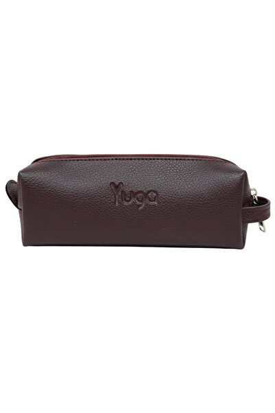 Yuga Single Compartment Faux Leather Pen Bag Claret Red