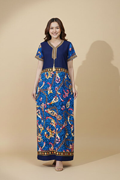 dorbe elegant colorful floral printed summer breathable kaftan dress for women