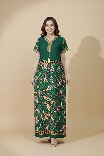 dorbe elegant colorful floral printed summer breathable kaftan dress for women