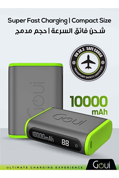 Generic Goi Power Bank Bolt 10000mAh | Fast Charging PD 20W & QC 3.0 | Compact & Safe for Travel | Comes wit