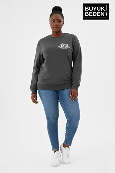 Superlife Women's Plus Size Unified Collective Printed Crew Neck Sweatshirt Spr26Bswk956-10