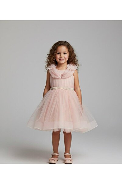 MİNİMONY Rochie de seară pentru fetiță de 3-7 ani, cu mâneci joase, din tul c...