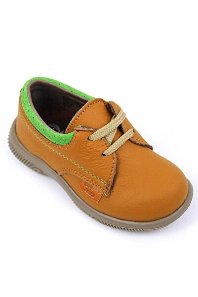tino ​Pantofi casual , pentru copii , din piele naturala 3196-COGNAC/VERDE