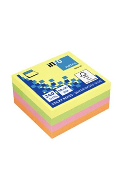 INFO NOTES ملاحظات لاصقة من إنفو نوتس، ٢٤٠ ورقة، ٥٠ × ٥٠ مم، ألوان زاهية