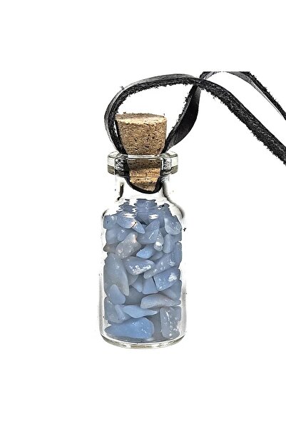 Mood Necklaces Glass gift bottle on a string with angelite -- 3.6 cm