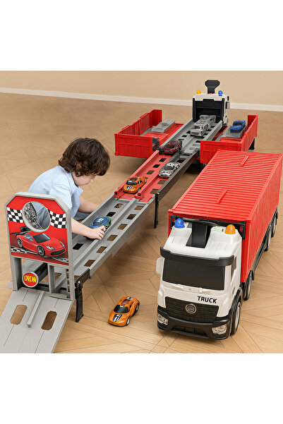 No447 Camion transformabil 2 în 1 cu pistă de curse și parcare