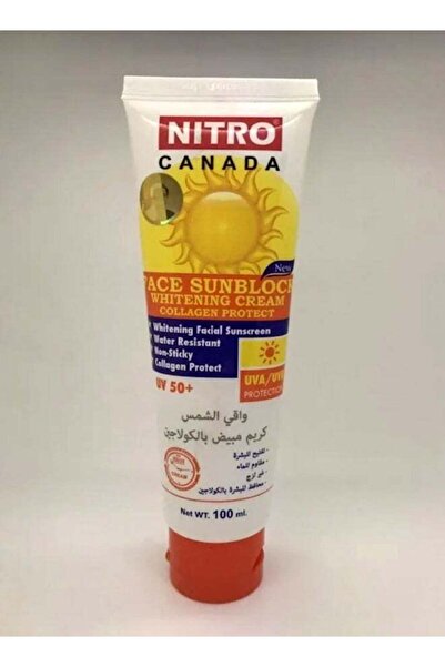NITRO CANADA Face Sunblock Whitening Non-Sticky Cream Collagen Protect UV 50+ 100ml