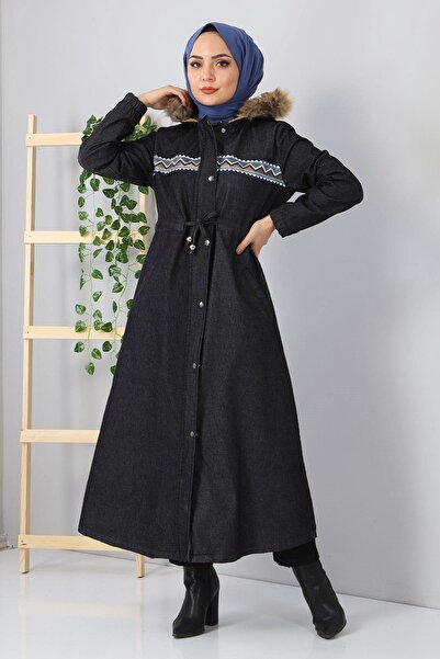 Missvalle Embroidered Denim Coat Gray 9492