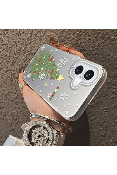 ucuc حافظة سيليكون مضادة للسقوط بنمط شجرة عيد الميلاد متوافقة مع آيفون 16