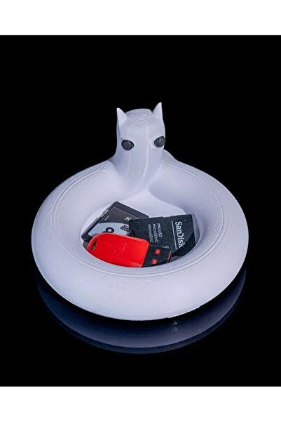 FOLİNZA Goth Cat Desktop Organizer 3-Piece Desk Organizer Cat Pen Holder Cat Phone Stand SD Card Holder