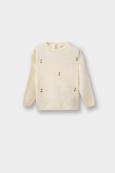 DeFacto سترة تريكو مزخرفة بالزهور للفتيات الصغيرات F2632A525WN