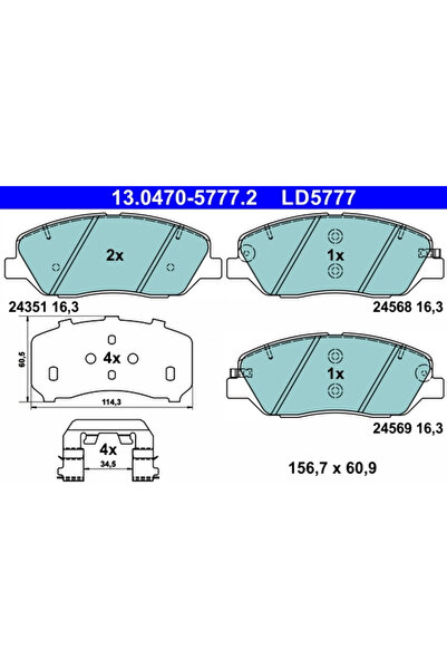 Ate Set Placute Frana Frana Disc Hyundai Grand Santa Fe/Santa Fe 2/Santa Fe 3...