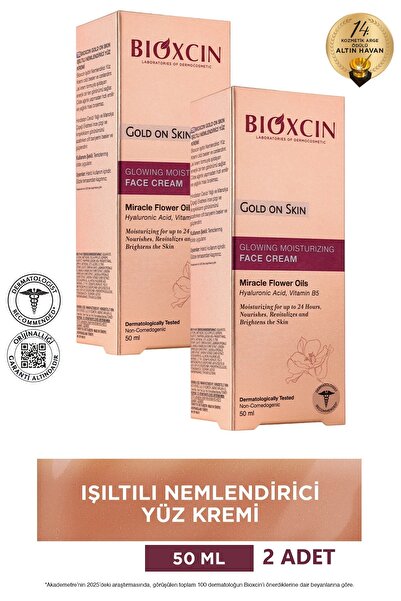 Bioxcin Gold on Skin Radiant Face Cream 2X50 ml Hyaluronic Acid, B5, Miraculous Oils Glow