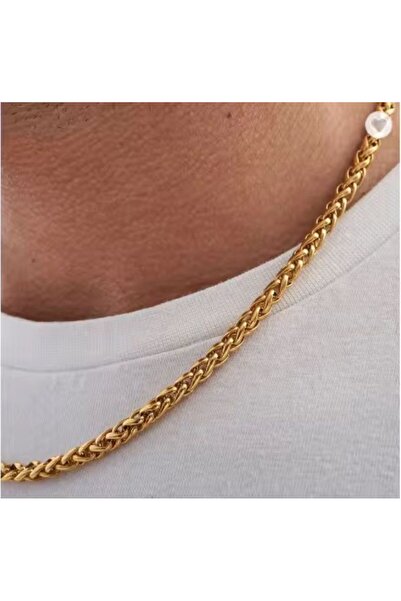 Siya Silver Wheat Pattern Men's Steel Chain Necklace - 60 Cm/4Mm