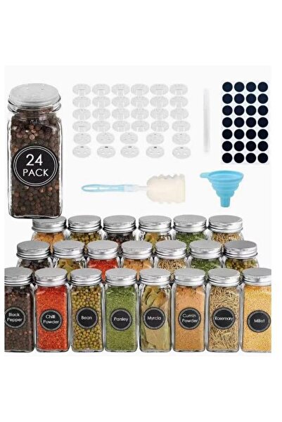 Arabest طقم برطمانات توابل زجاجية مع ملحقات متعددة الألوان