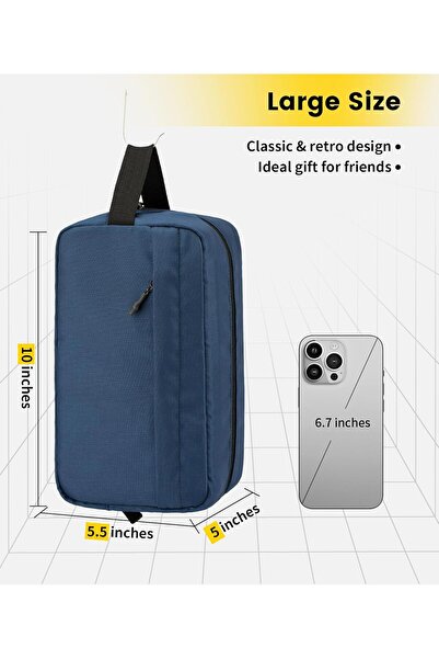 Vorspack Toiletry Bag Hanging Dopp Kit for Men Water Resistant Shaving Bag for Travel, Navy Blue, On
