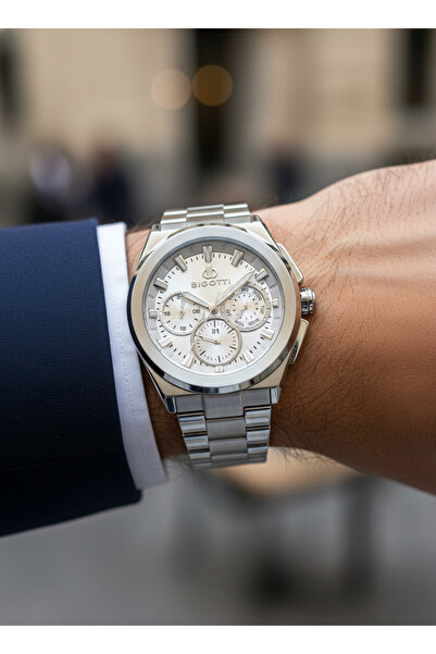 Bigotti ساعة يد رجالية بسوار فضي من الفولاذ L-BG.1.10627-1