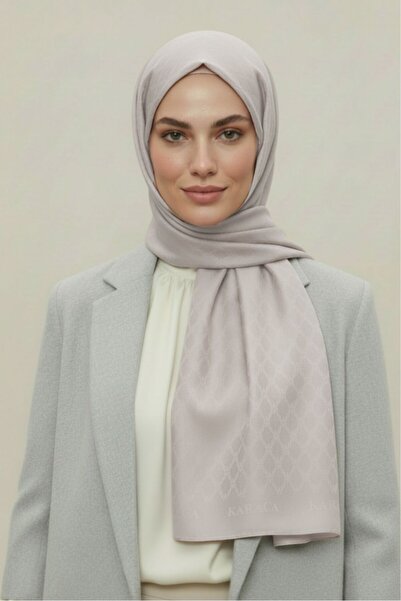 Karaca Eşarp شال من الحرير الصوفي المزخرف - رمادي