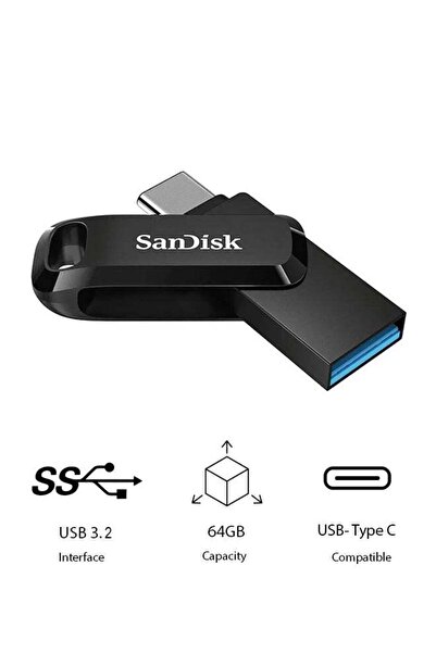 SanDisk محرك أقراص فلاش فائق 64 جيجابايت ثنائي في واحد، منفذ USB 3.1 من النوع A والنوع C، SDDDC3-064G-G46
