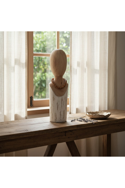 Lorena Home Decor Ahşap Dekoratif Kadın Büst Biblo (Orta)