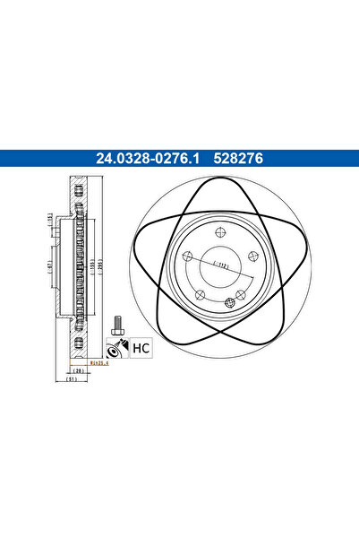 Ate Disc frană Mercedes-Benz Clasa A/Clasa B Sports Tourer/Cla Shooting Brake