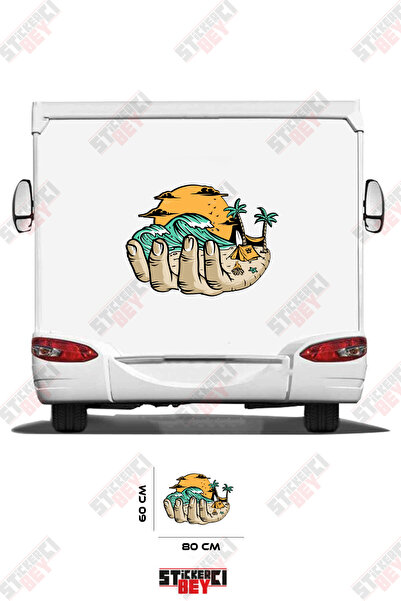 STİCKERCI BEY Wave Coastal Theme Caravan Sticker Decoration for the Interior
