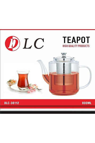 LC إبريق شاي زجاجي مطلي بالكربون الشبيه بالماس مع مصفاة وغطاء من الفولاذ المق...