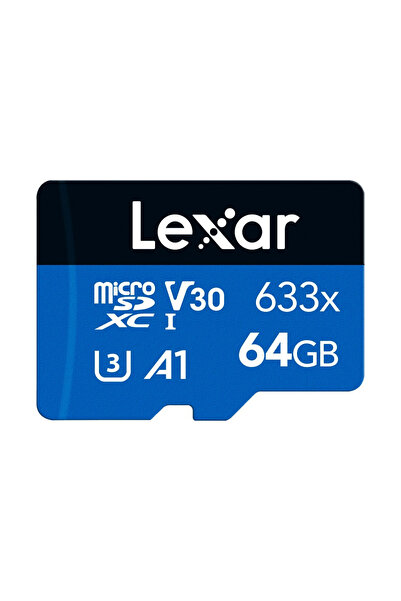 Lexar 64 GB 633x microSDUHS-I up to 100MB/s read 20MB/s write (Adaptörsüz)
