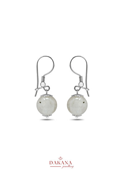 DAKANA JEWELLERY Sertifikalı Ay Taşı Doğal Taş İkizler Burcu 925 Ayar Gümüş Küpe