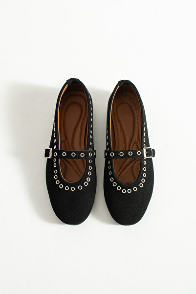 nevanın pabuçları حذاء باليه نسائي من جلد الغزال بتفاصيل كبسولة من أردن