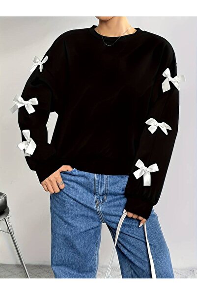 LEONE KOLEKSİYON Trendy Korean Style Autumn/Winter Bow Sweatshirt for Women