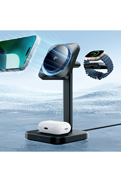 ESR Qi2 CryoBoost 3 in 1-15W MagSafe Masaüstü Şarj Standı (iPhone, Apple Watc...