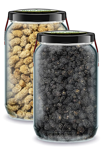 Zencefil Organik Siyah Dut + Beyaz Dut Kurusu Bi Kavanoz Cam Kavanozlarda Katkısız Kurutulmuş Dried Mulberrys